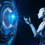 Human like robot talking to artificial intelligence